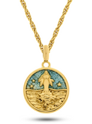 Kit Pingente Yemanjá (26mm) + Corrente Cordão Baiano (2mm) de 50, 60 ou 70 cm Banhada a Ouro e Verniz Italiano.