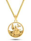 Kit Pingente Oxalá (26mm) + Corrente Grumet (3mm) de 60 ou 70 cm Banhada a Ouro e Verniz Italiano.