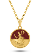 Kit Pingente Yansã (26mm) + Corrente Elo Português (1,5mm) de 50, 60 ou 70 cm Banhada a Ouro e Verniz Italiano.