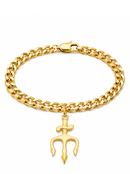 Pulseira Tridente de Proteção C/ Grumet (5mm) de 18, 20 ou 22cm - Banhada a Ouro e Verniz Italiano