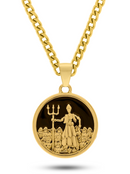 Kit Pingente Exú (26mm) + Corrente Grumet (5mm) de 60 ou 70 CM Banhada a Ouro e Verniz Italiano .