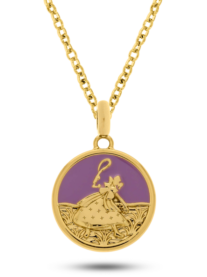 Kit Pingente Nanã (26mm) + Corrente Elo Português (1,5mm) de 50, 60 ou 70 cm Banhada a Ouro e Verniz Italiano.