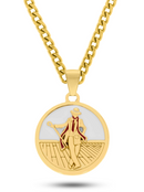 Kit Pingente Zé Pilintra Fundo Branco (26mm) + Corrente Grumet (5mm) de 60 ou 70 cm Banhada a Ouro e Verniz Italiano.