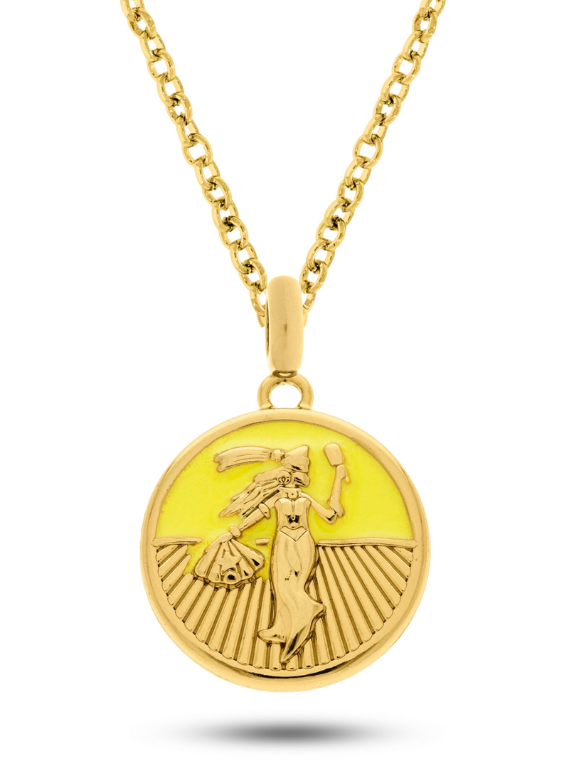 Kit Pingente Oxum (26mm) + Corrente Elo Português (1,5mm) de 50, 60 ou 70 cm Banhada a Ouro e Verniz Italiano.