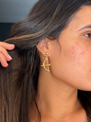 Conjunto Ofá de Oxóssi: Brinco, Pulseira e Corrente C/ Pingente - Banhados a Ouro e Verniz italiano