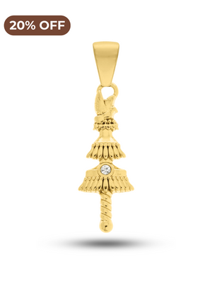 Pingente Cajado de Oxalá (34mm) - Banhada a Ouro e Verniz Italiano