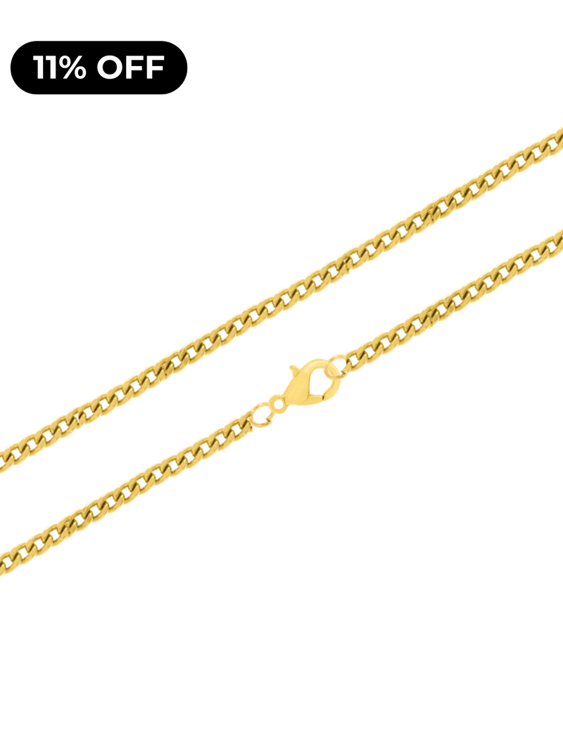 Corrente Grumet (3mm) 60 cm ou 70 cm - Banhada a Ouro e Verniz Italiano
