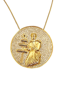 Kit Pingente Mandala Grande Oxalá Banhada A Ouro 18k e Cravejada C/ Micro Zircônias + Corrente Veneziana 60cm