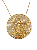 Kit Pingente Mandala Grande Oxum Banhada a Ouro 18k e Cravejada C/ Micro Zircônias Cristal + Corrente Veneziana 60cm