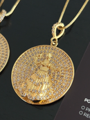 Kit Pingente Mandala Média Oxum Banhada a Ouro 18k e Cravejada C/ Micro Zircônias Cristal+ Corrente Veneziana (1 mm) 45/50 cm