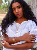 Pingente Oxalá 26mm - Banhado a Ouro e Verniz Italiano