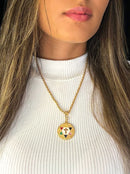Pingente Sete Linhas (34mm) - Banhada a Ouro e Verniz Italiano