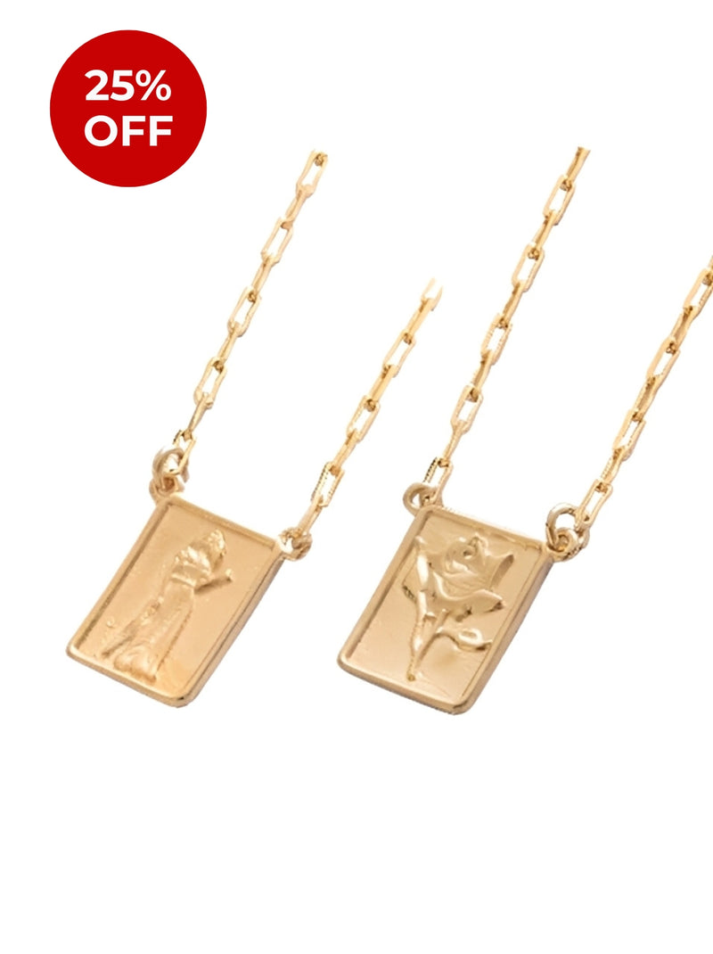 Escapulário Placa Pombagira Banhado a Ouro 18k + Corrente Cadeado (1 mm) 70cm