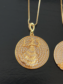 Kit Pingente Mandala Média Iansã Banhada a Ouro 18k e Cravejada C/ Micro Zircônias Cristal+ Corrente Veneziana (1 mm) 45/50 cm