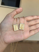 Escapulário Caixa Orixá Iansã C/ Microzircônias Cristal Banhada a Ouro 18k + Corrente Cadeado (1 mm) 70cm