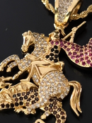Kit Pingente São Jorge Banhada a Ouro 18k e Cravejada C/ Micro Zircônias + Corrente Cordão Baiano (1 mm) 65cm