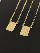 Escapulário Placa Oxum Banhada a Ouro 18k + Corrente Cadeado (1 mm) 70cm