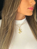 Kit Pingente Sereia Banhada A Ouro 18k e Cravejada Com Micro Zircônias + Corrente Veneziana (1 mm) 45/50cm