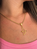 Conjunto Ofá de Oxóssi: Brinco, Pulseira e Corrente C/ Pingente - Banhados a Ouro e Verniz italiano