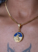 Kit Pingente Ogum (26mm) + Corrente Grumet (3mm) de 60 ou 70 cm Banhada a Ouro e Verniz Italiano.