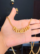 Kit Pingente Padilha (10mm) + Corrente Grumet (3mm) de 50, 60 ou 70 cm - Banhada a Ouro e Verniz Italiano