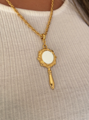 Pingente Espelho de Iemanjá (54mm) - Banhada a Ouro e Verniz Italiano
