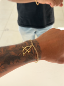 Pulseira Ofá de Oxóssi C/ Cordão Baiano (2mm) de 18, 20 ou 22cm - Banhada a Ouro e Verniz Italiano
