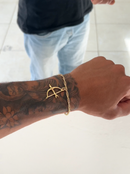 Pulseira Ofá de Oxóssi C/ Cordão Baiano (2mm) de 18, 20 ou 22cm - Banhada a Ouro e Verniz Italiano