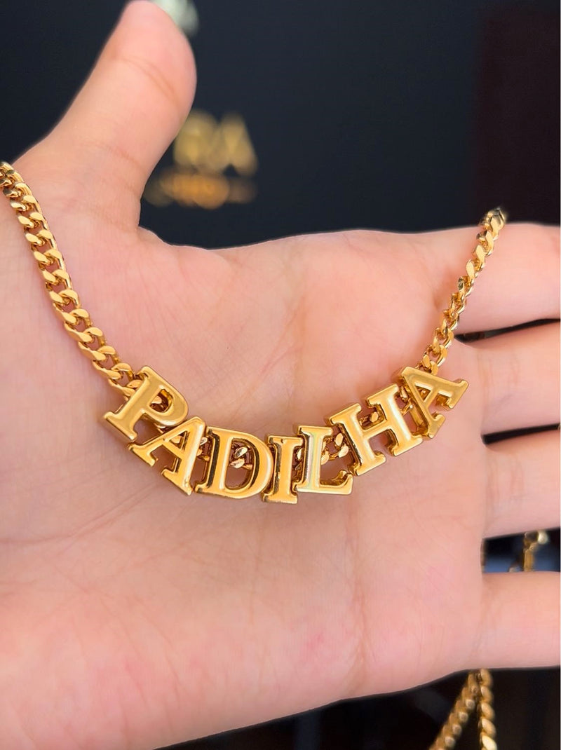 Kit Pingente Padilha (10mm) + Corrente Grumet (3mm) de 50, 60 ou 70 cm - Banhada a Ouro e Verniz Italiano