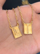 Escapulário Placa Orixá Obaluaê Banhada a Ouro 18k + Corrente Cadeado (1 mm) 70cm