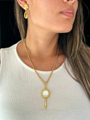Pingente Espelho de Iemanjá (54mm) - Banhada a Ouro e Verniz Italiano