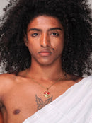 Kit Pingente Yansã (26mm) + Corrente Elo Português (1,5mm) de 50, 60 ou 70 cm Banhada a Ouro e Verniz Italiano.