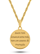 Kit Pingente Yemanjá (26mm) + Corrente Cordão Baiano (2mm) de 50, 60 ou 70 cm Banhada a Ouro e Verniz Italiano.