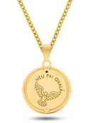 Kit Pingente Oxalá (26mm) + Corrente Grumet (3mm) de 60 ou 70 cm Banhada a Ouro e Verniz Italiano.