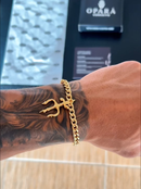 Pulseira Tridente de Proteção C/ Grumet (5mm) de 18, 20 ou 22cm - Banhada a Ouro e Verniz Italiano
