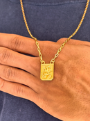 Escapulário São Jorge (22mm) + Corrente Cadeado (2mm) de 60 ou 70 cm - Banhado a Ouro e Verniz Italiano