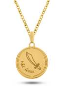 Kit Pingente Yansã (26mm) + Corrente Elo Português (1,5mm) de 50, 60 ou 70 cm Banhada a Ouro e Verniz Italiano.