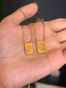 Escapulário Placa Zé Pilintra Banhada a Ouro 18k + Corrente Cadeado (1 mm) 70cm