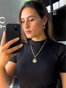 Kit Pingente Yemanjá (26mm) + Corrente Cordão Baiano (2mm) de 50, 60 ou 70 cm Banhada a Ouro e Verniz Italiano.