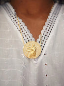 Kit Pingente Mandala Grande Oxalá Banhada A Ouro 18k e Cravejada C/ Micro Zircônias + Corrente Veneziana 60cm