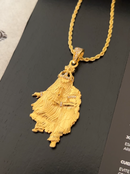 Kit Pingente Orixá Obaluaê Banhada a Ouro 18k e Cravejada C/ Micro Zircônias + Corrente Cordão Baiano (1 mm) 65cm