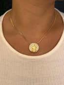 Kit Pingente Mini Mandala Iemanjá Banhada a Ouro 18k e Cravejada C/ Micro Zircônias + Corrente Veneziana (1 mm) 40cm