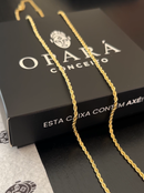Kit Pingente Orixá Obaluaê Banhada a Ouro 18k e Cravejada C/ Micro Zircônias + Corrente Cordão Baiano (1 mm) 65cm