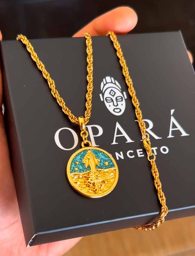 Pingente Yemanjá 26mm - Banhado a Ouro e Verniz Italiano
