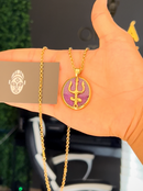 Kit Pingente Pomba Gira (45mm) + Corrente Elo Português (1,5mm) 50, 60 ou 70 cm - Banhada a Ouro e Verniz Italiano