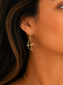 Conjunto Ofá de Oxóssi: Brinco, Pulseira e Corrente C/ Pingente - Banhados a Ouro e Verniz italiano