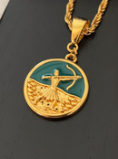 Pingente Oxóssi 26mm - Banhado a Ouro e Verniz Italiano