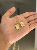 Escapulário Placa Pretos Velhos Banhada a Ouro 18k + Corrente Cadeado (1 mm) 70cm