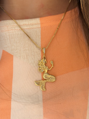 Kit Pingente Sereia Banhada A Ouro 18k e Cravejada Com Micro Zircônias + Corrente Veneziana (1 mm) 45/50cm