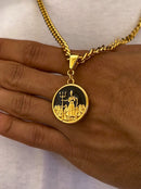 Kit Pingente Exú (26mm) + Corrente Grumet (5mm) de 60 ou 70 CM Banhada a Ouro e Verniz Italiano .